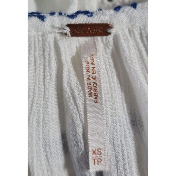 Free People Women Sz XS Loose Fit Ruffle Embordered Long Sleeve Crew Neck 140NA - Picture 4 of 5